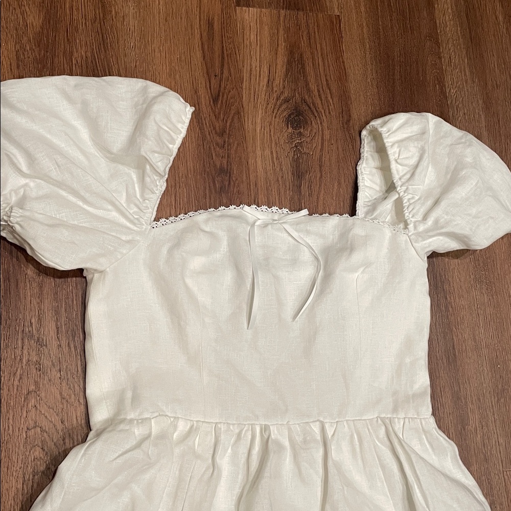 Reformation Malvina Linen Puff Sleeve Minidress - Picture 5 of 8